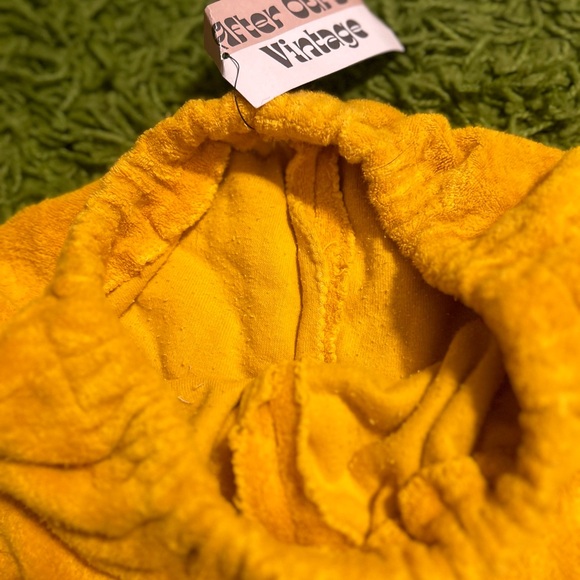 70s hand sewn yellow terry cloth hot shorts with elastic waistband - Picture 3 of 6